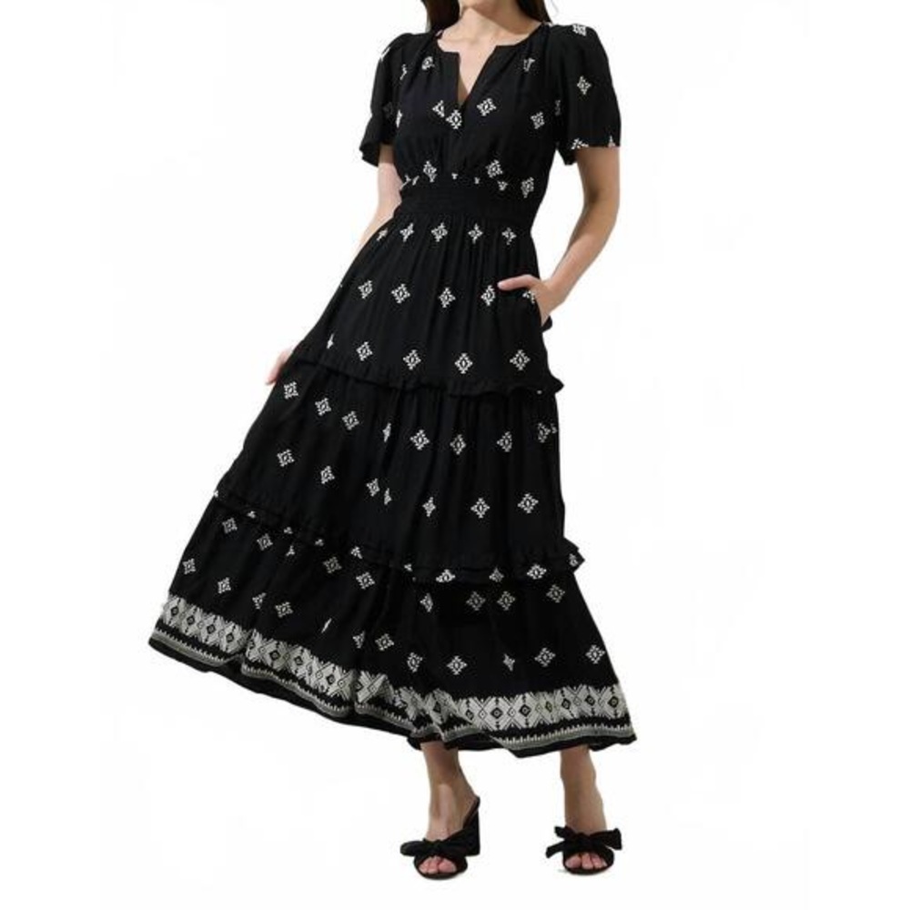 Sugarlips Black and White Patterned Maxi Dress